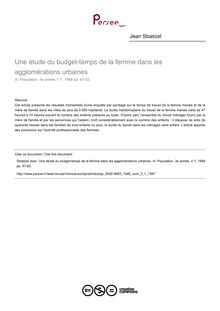 Une étude du budget-temps de la femme dans les agglomérations urbaines - article ; n°1 ; vol.3, pg 47-62