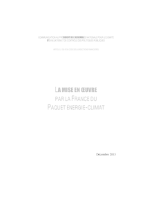 Rapport de la cour des comptes : la mise en oeuvre par la France du paquet énergie-climat