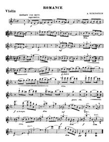 Partition Complete , partie et score, Romance pour violon et Piano