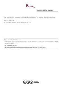 Le transport routier de marchandises à la veille de l échéance européenne - article ; n°1 ; vol.239, pg 3-17