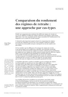 Comparaison du rendement des régimes de retraite : une approche par cas-types