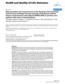 Reproducibility and responsiveness of the Symptom Severity Scale and the hand and finger function subscale of the Dutch arthritis impact measurement scales (Dutch-AIMS2-HFF) in primary care patients with wrist or hand problems