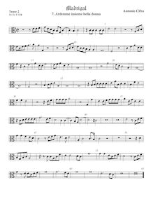 Partition ténor viole de gambe 2, alto clef, Il terzo libro de madrigali a cinque voci nuovamente composto & dato en luce par Antonio Cifra