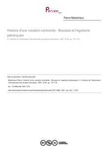 Histoire d une vocation contrariée : Boccace et l égotisme pétrarquien - article ; n°1 ; vol.49, pg 157-170