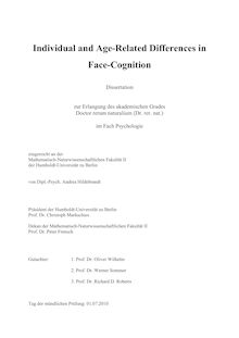 Individual and age-related differences in face-cognition [Elektronische Ressource] / von Andrea Hildebrandt