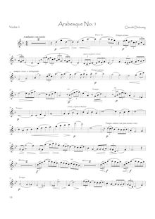 Partition violon 1, Deux Arabesques, 1. E major2. G major, Debussy, Claude