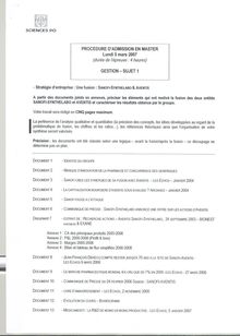 Gestion des entreprises 2007 Admission en master IEP Paris - Sciences Po Paris
