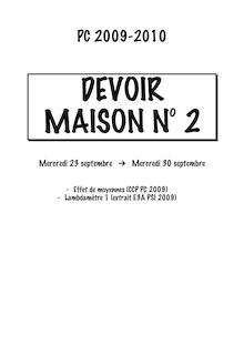 PC DEVOIR MAISON N° Mercredi septembre Mercredi septembre Thermométrie E3A PC