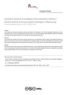 Quartiers centraux et stratégies socio-spatiales à Mexico / Central districts and socio-spatial strategies in Mexico-city - article ; n°1 ; vol.63, pg 55-68