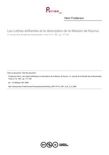 Les Lettres édifiantes et la description de la Mission de Kourou - article ; n°2 ; vol.3, pg 177-185