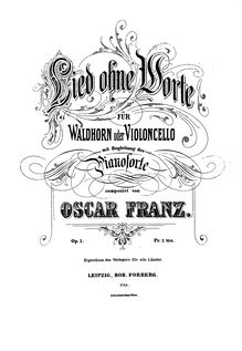Partition de piano, Lied ohne Worte, Op.2, A♭ Major, Franz, Oscar