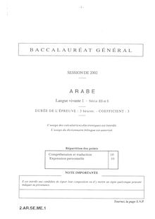 Arabe LV1 2002 Sciences Economiques et Sociales Baccalauréat général