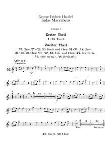 Partition cor 1, 2 (en F, G), Judas Maccabaeus, HWV 63, Handel, George Frideric