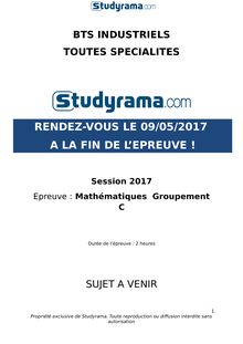 Sujet BTS 2017 Mathématiques Groupement C