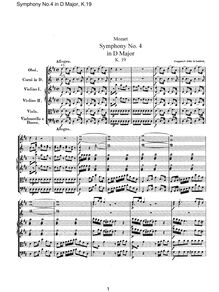 Partition complète, Symphony No.4, D major, Mozart, Wolfgang Amadeus par Wolfgang Amadeus Mozart