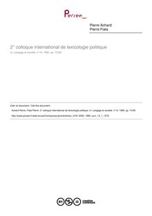 colloque international de lexicologie politique  ; n°1 ; vol.14, pg 73-80