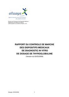 Contrôle du marché des dispositifs médicaux de diagnostic in vitro de dosage de thyroglobuline