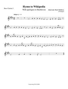 Partition basse clarinette 3 (en B♭), Hymn to Wikipedia, D major