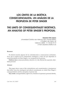 Los Límites de la Bioética Consecuencialista. Un Análisis de la Propuesta de Peter Singer. (The Limits of Consequentialist Bioethics. An Analysis of Peter Singer’s Proposal).