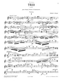 Partition violon, Piano Trio, Cras, Jean