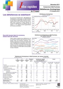 Les défaillances d entreprises en Midi-Pyrénées Les défaillances se stabilisent - 2e trimestre 2011