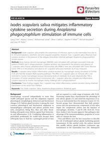 Ixodes scapularis saliva mitigates inflammatory cytokine secretion during Anaplasma phagocytophilum stimulation of immune cells