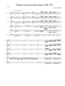 Partition complète, violon Concerto en E minor, RV 273, E minor