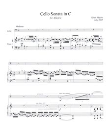 Partition de piano, violoncelle Sonata, C Major, Maletz, Drew