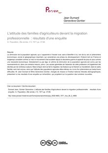 L attitude des familles d agriculteurs devant la migration professionnelle  : résultats d une enquête - article ; n°2 ; vol.26, pg 37-66