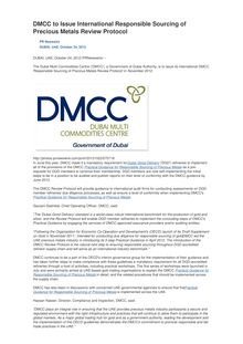 DMCC to Issue International Responsible Sourcing of Precious Metals Review Protocol