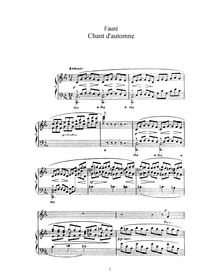 Partition No.1 - Chant d automne (c), 3 chansons, Op. 5, Fauré, Gabriel
