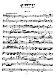 Partition violon 1, corde quintette No.3, Op.104, Quintett für 2 Violinen, 2 Bratschen und Violoncell nach dem Trio Op.1 N°3