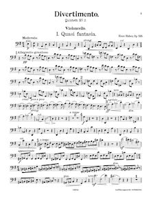 Partition de violoncelle, Piano quintette No.2, Divertimento