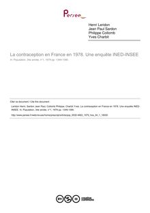 La contraception en France en 1978. Une enquête INED-INSEE - article ; n°1 ; vol.34, pg 1349-1390