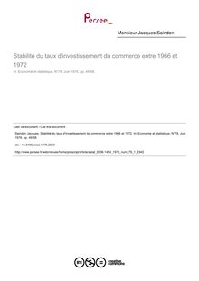 Stabilité du taux d investissement du commerce entre 1966 et 1972 - article ; n°1 ; vol.79, pg 49-58