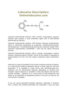 Lidocaine Description: Onlinelidocaine.com