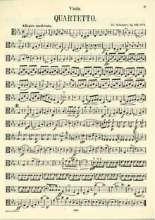 Partition viole de gambe, corde quatuor No. 10 en E-flat Major, D.87 (Op.125 No.1) par Franz Schubert
