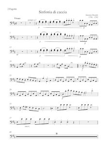 Partition basson 1/2, Symphonie de chasse en D major, Simphonie de Chasse a 2 Violons, 2 Alto et Violoncelle, Contrabasse, 2 Clarinette, 2 Hautbois, 2 Flutes, 2 Cors, 2 trompette et timbale ad libitum