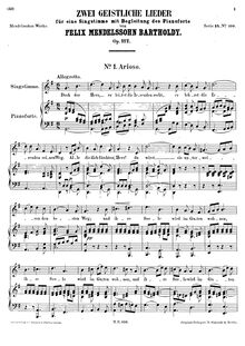 Partition complète, 2 chansons, Op.112, Mendelssohn, Felix par Felix Mendelssohn