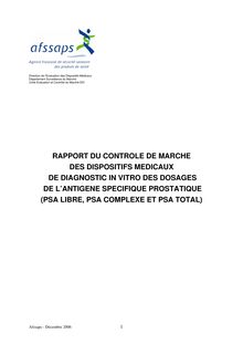 Contrôle du marché des dispositifs médicaux de diagnostic in vitro de dosage de PSA