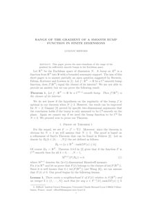 RANGE OF THE GRADIENT OF A SMOOTH BUMP FUNCTION IN FINITE DIMENSIONS