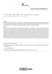L université 1968-1988 : une institution en mutation - article ; n°1 ; vol.91, pg 5-11