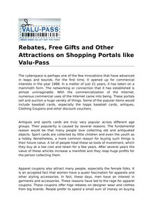 Rebates, Free Gifts and Other Attractions on Shopping Portals like Valu-Pass