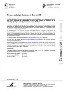 25.11.2005 - Annuaire statistique du canton de Genève 2005 