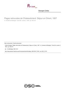 Pages retrouvées de Chateaubriand. Séjour en Orient, 1807 - article ; n°2 ; vol.68, pg 253-274