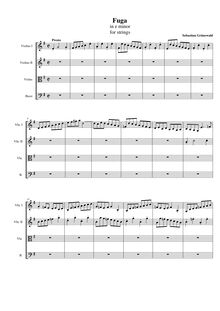 Partition complète, Fuge für Streichorchester en e-moll, E minor