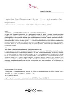 La genèse des différences ethniques : du concept aux données empiriques - article ; n°2 ; vol.31, pg 171-182