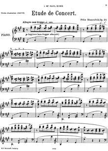Partition complète, Etude, Op.24, Blumenfeld, Felix