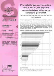 Prix relatifs des services dans l UE, l AELE, les pays en passe d adhérer et les pays candidats pour 2001