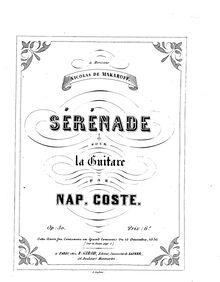 Partition complète, Serenade pour la Guitarre, Op.30, Coste, Napoléon